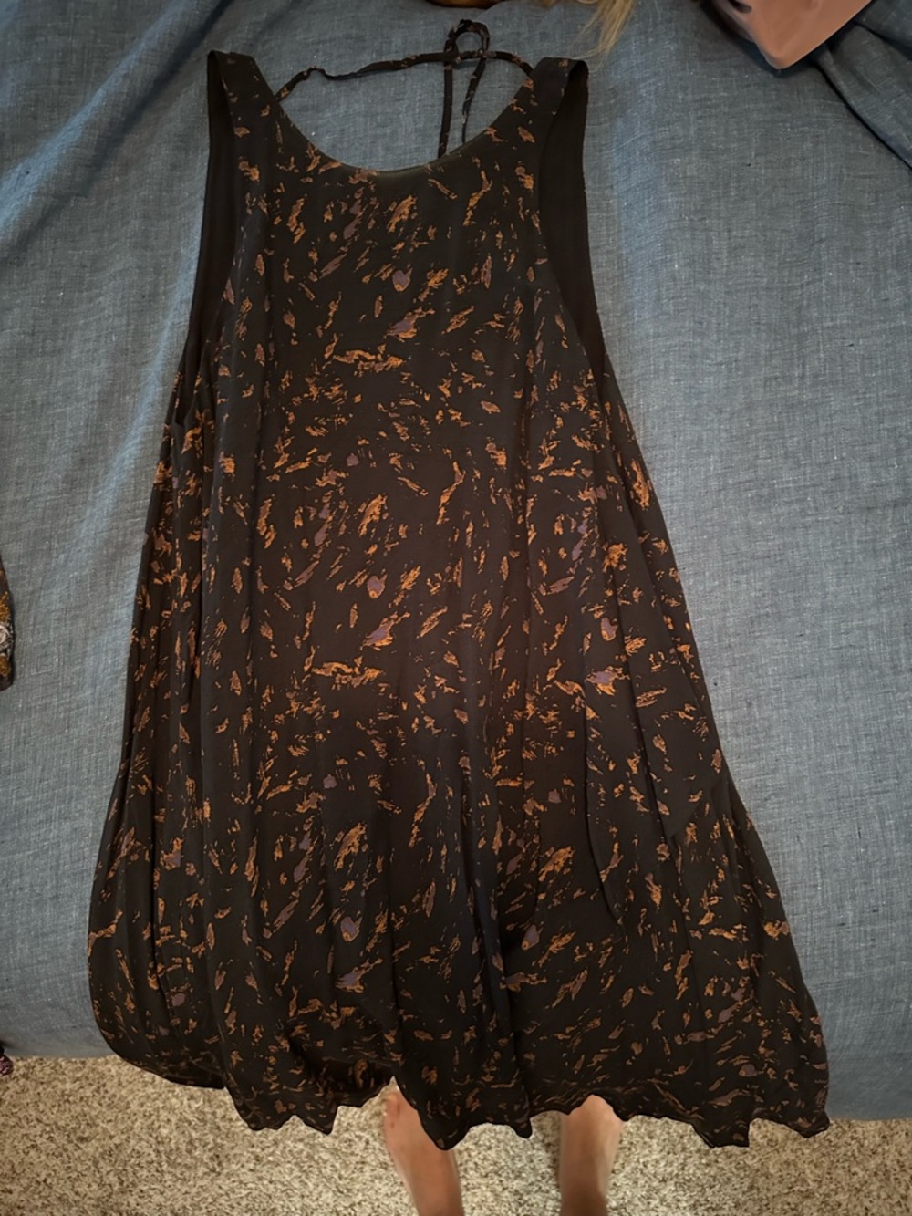 silence + noise Black Dress with Brown Abstract Print